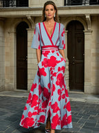 Flower Design Sleeved Dress